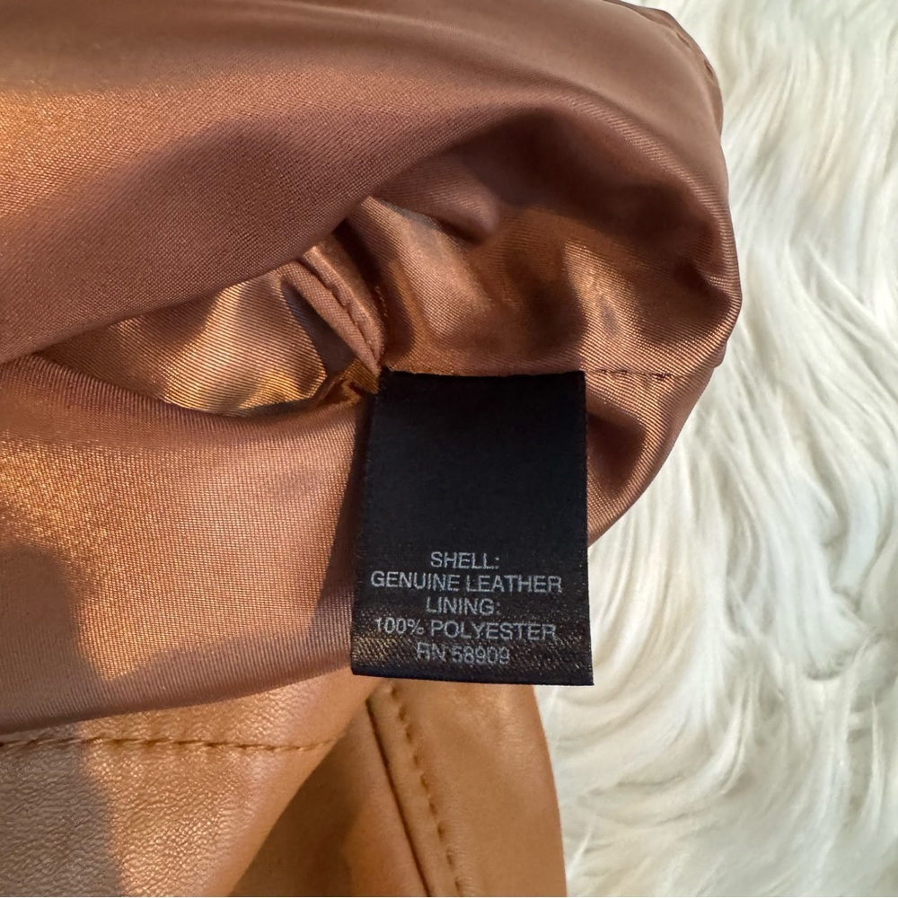 Gianni Bini Women’s Genuine Leather Mini Skirt Tan Brown Lined XS Zip Back - Picture 3 of 11